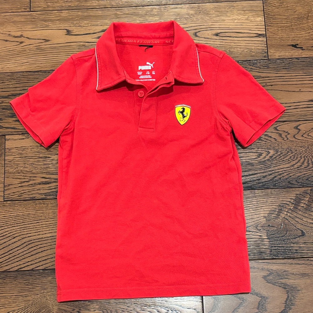 Puma Kids Red Polo with Ferrari Emblem
